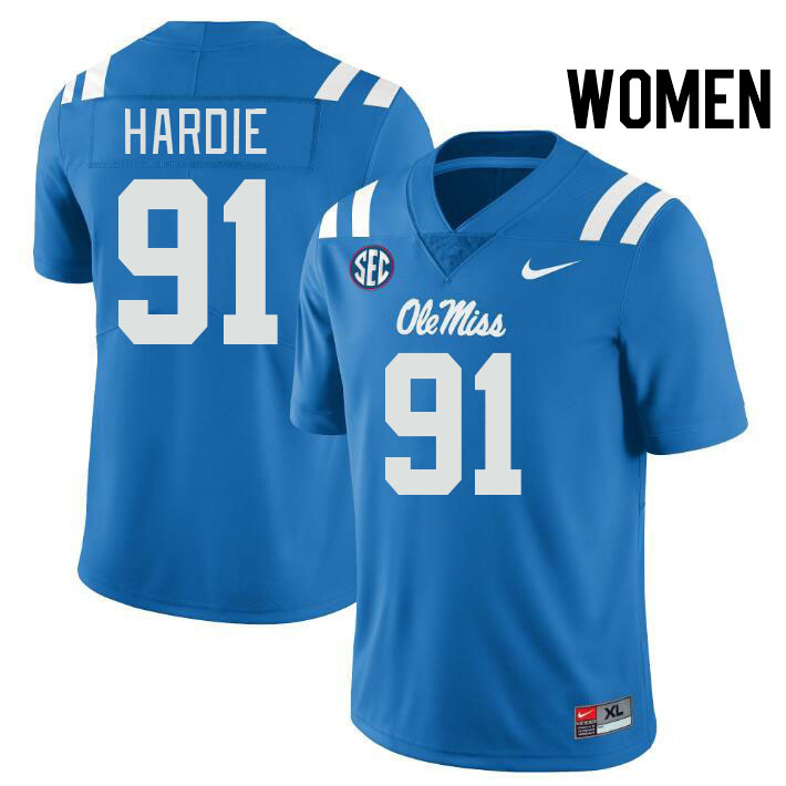 Women #91 Chris Hardie Ole Miss Rebels College Football Jerseys Stitched-Power Blue